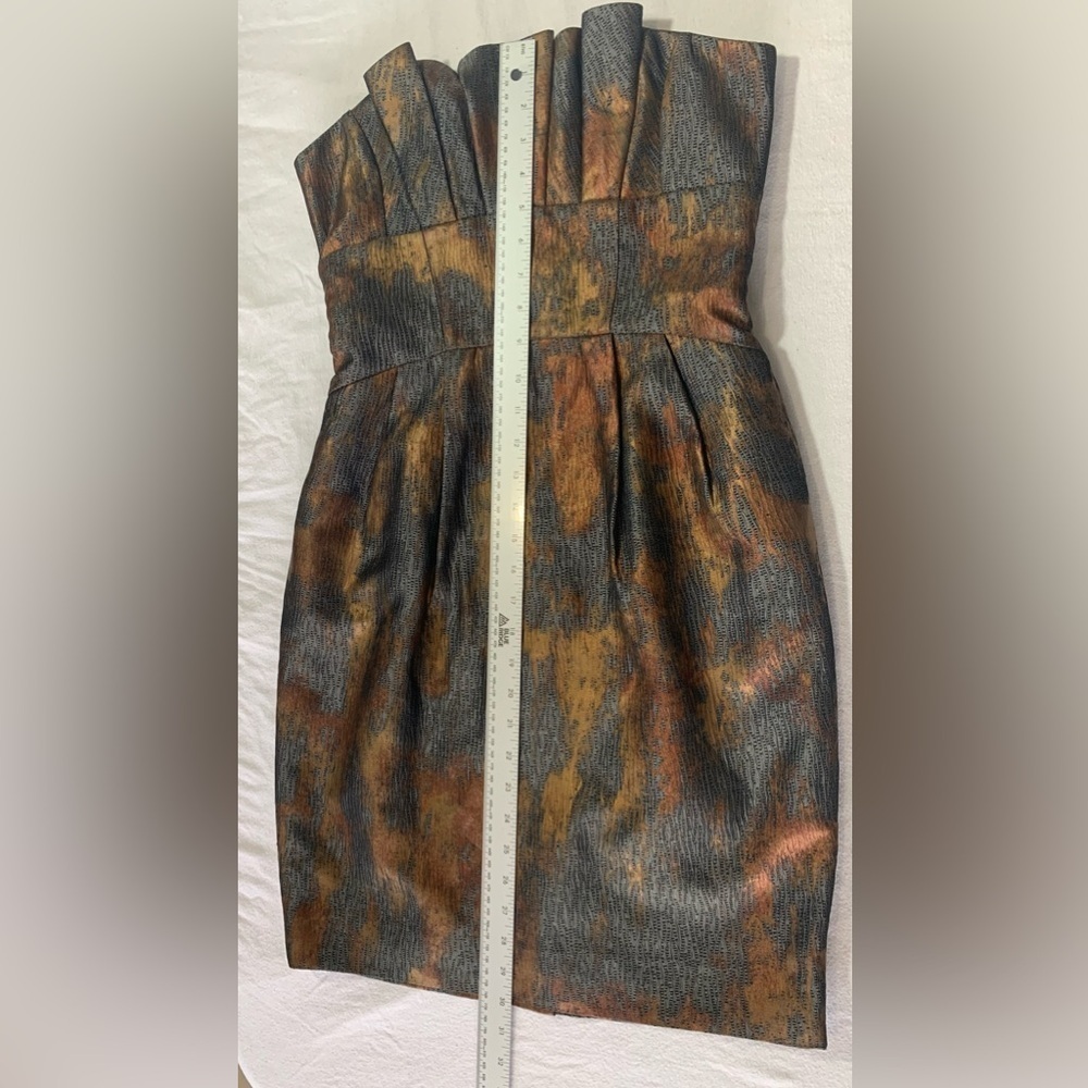 🆕 Cue Mini Dress Event Party Grad Strapless Removable Straps Bronze Grey 8 - Picture 15 of 16